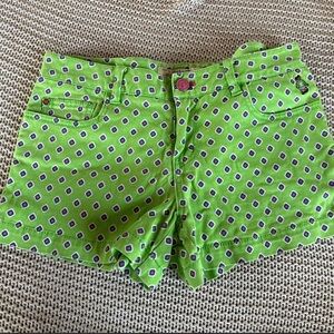 Teenie Weenie Lime Green Diamond-Print Jean Shorts